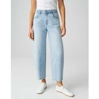 OPUS Relax-fit-Jeans Barrel Jeans aus Dry Indigo® Mid Rise Formstabil, verdeckter Zip-Fly, Abnäher am Saum