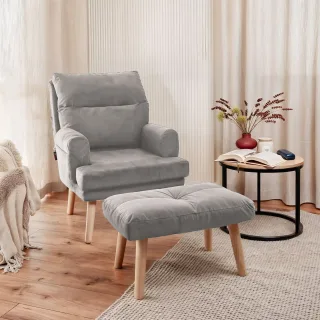 Relaxsessel Sessel CATANIA inkl. Hocker in Stoff Trinity Hellgrau