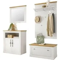 OTTO home Garderoben-Set Westminster, (4-St., Schuhbank, Spiegel, Kommode, Wandpaneel), im romantischen Landhausstil