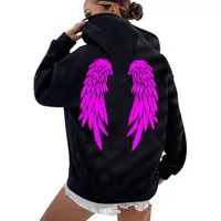 RMK Kapuzenpullover Damen Pullover Hoodie Hoody Oversized Sweatshirts Engel Angel Flügel mit Baumwolle