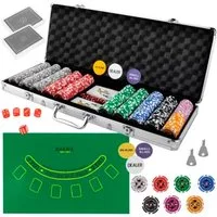MALATEC Spiel Pokerkoffer Set 500 Chips, Texas Hold'em Poker, Ideal für Texas Hold’em, Blackjack, Roulette und viele weitere Spiele