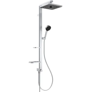 Ideal Standard Duschsystem CTwistAlu+ ohne Arm. mit 2 Ablagen, 2-fach-Handbrause,2F-Kopfbrause Silve BE213SI