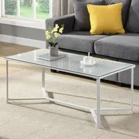 FINEBUY Couchtisch FB72736 Sofatisch Glas Metall 100 cm Wohnzimmertisch Rechteckig (Sofatisch Glas Rechteckig 100 cm Weiß Modern), Wohnzimmertisch Industrial, Metallgestell Modern