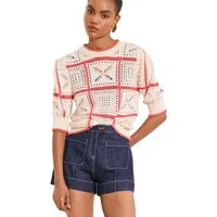 LIPSY T-Shirt Lipsy Strickoberteil mit Häkelbesatz, Regular (1-tlg)