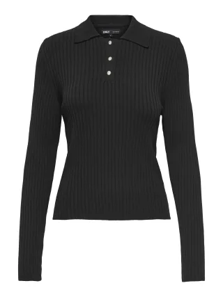 ONLY - ONLELISA L/S RIB POLO RP KNT Black - Gr. - XL
