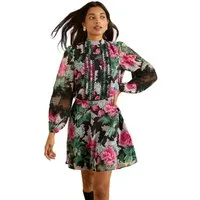 Love & Roses Minikleid Love & Roses Minikleid aus Chiffon mit Spitze (1-tlg)