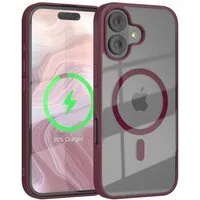 EAZY CASE Handyhülle Transparente Hülle mit MagSafe für iPhone 17 6,3 Zoll, Back Cover Slimcover mit Displayschutz, Magsafefunktion, Bumper, Beere