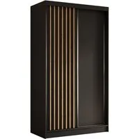 Beautysofa Kleiderschrank Moderner stilvoller eleganter Kleiderschrank mit Schiebetür HELIOS (Moderner Schwebetürenschrank mit Lamellen, Kleiderschrank) In verschiedenen Breiten erhältlich