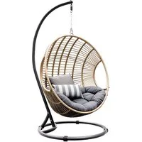 MIRJAN24 Hängesessel Nora, Korb aus natürlichem Rattan, Aluminiumskelett