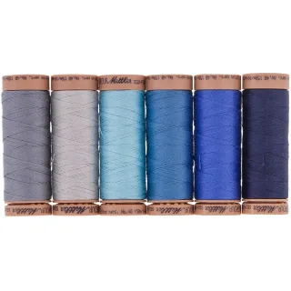 Mettler Silk Finish Cotton "Blau/Grau", Stärke: 40, Inhalt: 6x 150 m