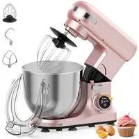 Rebonique Küchenmaschine Küchenmaschine zum Backen 8 Stufen & Timer, 1400 W, 6,5 l Schüssel, mit Rührhaken, Knethaken, Schlagbesen und Spritzschutz