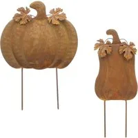 Dekoleidenschaft Gartenstecker "Kürbis" Metall, Rost, Roststecker, Dekostecker, Halloween Herbst Deko (2-St., im Set) Outdoor Deko, Gartendeko für Draußen