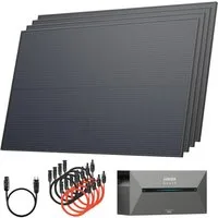 Solarway Balkonkraftwerk mit Speicher All in One 2000 Wp / 800 Watt 1,6 kWh Anker Solix 2 Pro, 2000 W, (500Wp, 1600Wh Batterie, Kabel Schuko zu Betteri, MC4-Stecker), Monokristallin, Solaranlage Komplettset - Solarmodule & Anker Speicher