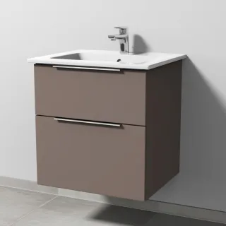 Sanipa 3way Keramik-Set Venticello Keramik-Waschtisch und Unterbau mit 2 Auszügen, Taupe-Matt UP3211T