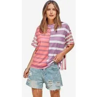 Imily Bela T-Shirt Damen gestreiftes Mehrfarb-Shirt (Packung, 1-tlg., 1per-Pack) Seitenschlitze