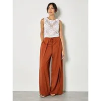 Apricot Palazzohose Wickelhose aus Leinenmischung mit weitem Bein