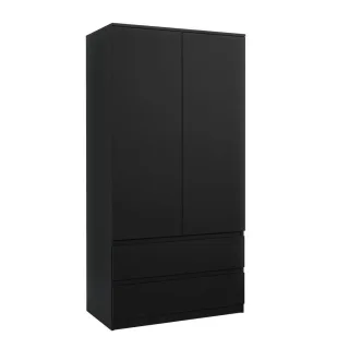 Mobelsta Kleiderschrank, Schwarz, Holzwerkstoff, Nachbildung,Strukturbuche, 90x180x50 cm, Schlafzimmer, Kleiderschränke, Drehtürenschränke