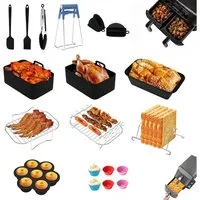 BlingBin Küchenmaschinen Zubehör-Set 19pcs Zubehör Heißluftfritteuse für Ninja Foodi AF300EU AF400EU, Zubehör für 7,6L-9,5L Dual-Airfryer und passt auch für größere Airfryer wie den Ninja 7,6L (AF300EU), 9,5L (AF400EU), Princess 8L (182074), Innsky 8