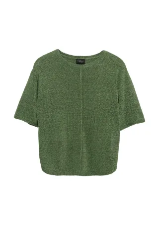 s.Oliver BLACK LABEL - Kurzärmeliger Strickpullover grün - Gr. - S