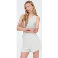 ONLY Spitzentop ONLSMILLA S/L V-NECK TOP JRS Materialmix, regular fit, V-Ausschnitt