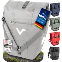 Valkental Fahrradtasche Gepäckträgertasche mit Umhängeschlauf, 2in1 wasserdicht, mit Rolltop Verschluss & Laptopfach 28L
