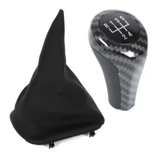 5-Gang Schaltknauf Carbon Optik + Schaltmanschette für BMW 3er E36 ab 1990-1997