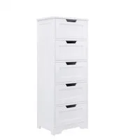 Homfa Kommode, Badschrank, Badkommode, mit 5 Schubladen, 40x30x102cm, weiß