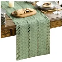 Agger Tischläufer Tischläufer im Landhausstil mit offenem Webmuster, Deko für Küche & Esstisch, Partydekoration — 30x 140 CM