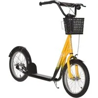 HOMCOM Cityroller Kinder Roller Höhenverstellbar Tretroller mit großen Gummirädern, 1 km/h, (Roller, 1 tlg., Kickscooter), für 5-12 Kinder, Orange+Schwarz