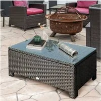 Outsunny Gartentisch Garten Beistelltisch Polyrattan (Balkontisch, 1-St., Couchtisch), Schwarz 85 x 50 x 39 cm