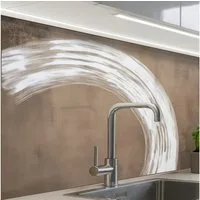 KitchenYeah Küchenrückwand Muster selbstklebend (keine Folie) Farbe - Braun - Japandi, (1-tlg), Spritzschutz, Küche, Rückwand, Küchenwand, Küchenfront, 30x20 cm