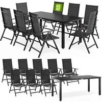 Casaria Garten-Essgruppe WPC Bern, (9-tlg), Aluminium 8-fach Verstellbar Hochlehner Stühle Klappbar WPC