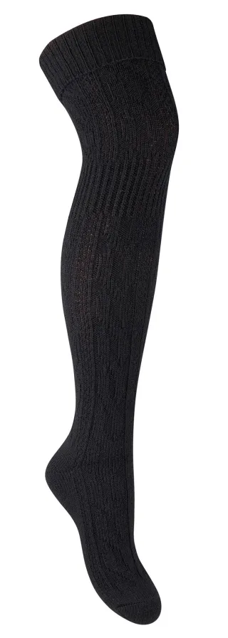 Overknee-Wollsocken für Damen | Steven | Winterwarme dicke lange Socken Schwarz