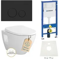 HGMBAD WC-Komplettset Geberit Spülkasten WC Betätigungsplatte schwarz, Wandmontage, (Kompletttset)