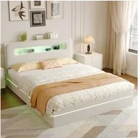 PXloue Stauraumbett Polsterbett mit Stauraum (Doppelbett 160x200 cm (USB-Ladeanschluss), Bettkasten, Ladefunktion, Samt