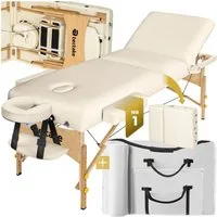tectake Massageliege 3 zonen tragbare liege mit 10cm polsterung (Set, 1-St., mit Tragetasche), holzgestell, belastbar bis 250 kg