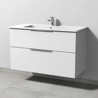 Sanipa 3way Waschtischunterbau zu Duravit ME by Starck Waschtisch mit 2 Auszügen, Weiß-Soft UM72643