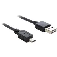 EASY-USB 2.0 Kabel, USB-A Stecker > Mini USB-B Stecker schwarz, 1 Meter, USB-A Stecker beidseitig verwendbar