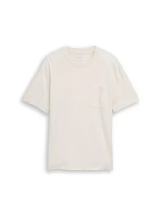 Denim Tom Tailor - Relaxed Fit T-Shirt mit Brusttasche greyish white - Gr. - L