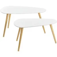 en.casa Couchtisch, »Langesund« 2er Set Beistelltisch Weiß