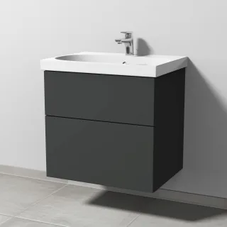 Sanipa 3way Waschtischunterbau zu Geberit Acanto Waschtisch mit 2 Auszügen, Graphit-Matt SP4161B