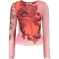 Desigual T-Shirt Rosa Damen Langarmshirt mit Orchideen-Druck und