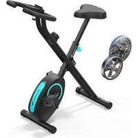 MERACH Heimtrainer Fahrrad klappbar, mit leiser 16-stufiger Magnetbremse (Indoor Cycling Bike mit LCD-Display & praktischer Tablethalterung, platzsparend faltbar, ideale Fitnessgeräte für Zuhause), stabiles Design, leise und bis 136KG