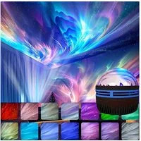 Wrischan Nachtlicht LED Sternenhimmel Projektor Licht RGB Aurora Deckenlampe USB, RGB Farbwechsel, dimmbar, USB betrieben, Fernbedienung Steuerung