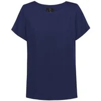 GREIFF Kurzarmbluse Greiff CHIFFON Damen Bluse Kurzarm Rundhals Regular Marine