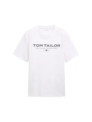 Tom Tailor - T-Shirt aus Baumwolle mit Logo-Print white - Gr. - XXXL