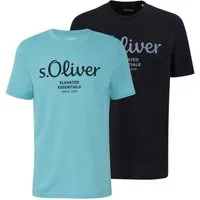 s.Oliver T-Shirt Casual (2-tlg) mit Rundhals-Ausschnitt, kurzarm, Logo-Aufdruck im 2er Pack