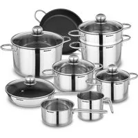 Karcher Topf-Set Jette, Edelstahl (14-tlg), inkl. 5 Glasdeckel, Induktion