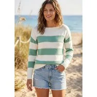 Laura Scott Streifenpullover in sommerlichem Look leichter Sommerpullover mit modernem Lochmuster