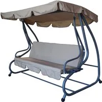 DEGAMO Hollywoodschaukel MIAMI, 4-Sitzer, 2 tlg., 4-sitzer, Liegefunktion, Gestell grau, Bezüge beige, Schutzhülle